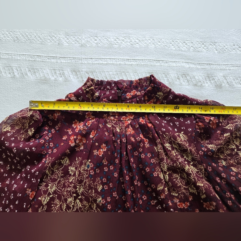 Eliza J Burgundy Long Sleeve Dress With Ruffled Collar - Picture 10 of 11